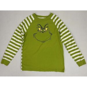 Hanna Andersson  Green and White Striped Top and bottom XL The Grinch!